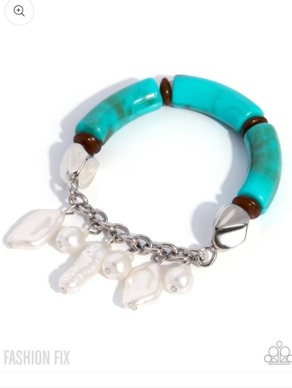 Beachy Brillance Multi Paparazzi Turquoise and Brown Coastal Charm Bracelet